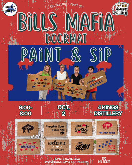 Bills Mafia Doormat Paint & Sip @ 4 Kings Distillery