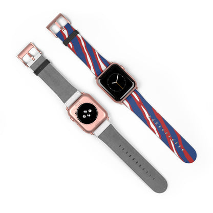 Buffalo Watch Band with Bold Red and Blue Design, Fitness Gift, Football Fan Gift, Trendy Tech Jewelry,