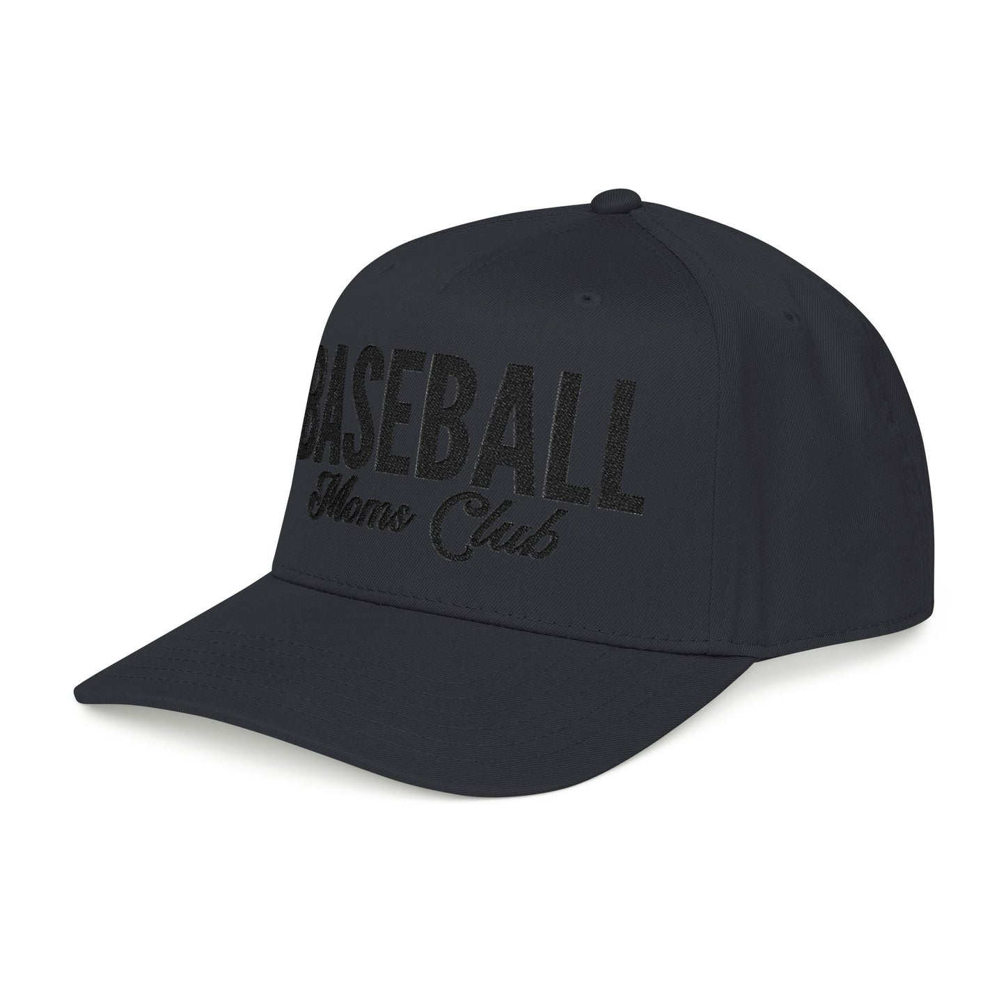 Baseball Moms Club Mid Profile Baseball Hat | Black Embroidered Hat