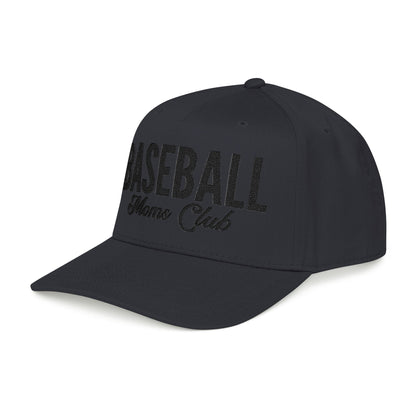 Baseball Moms Club Mid Profile Baseball Hat | Black Embroidered Hat
