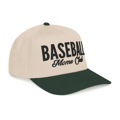 Baseball Moms Club Mid Profile Baseball Hat | Black Embroidered Hat