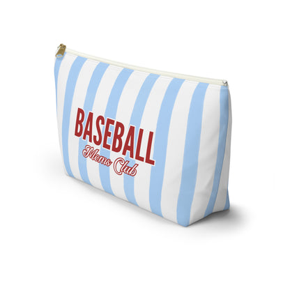 Baseball Moms Club Accessory Bag | Blue Striped Makeup & Travel Bag Available in Small and Large Sizes