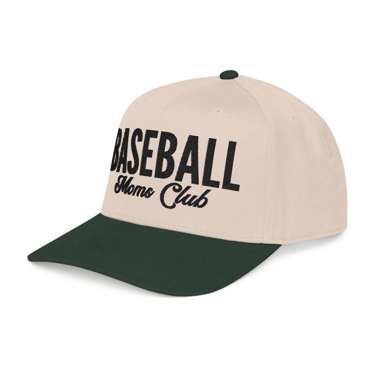 Baseball Moms Club Mid Profile Baseball Hat | Black Embroidered Hat