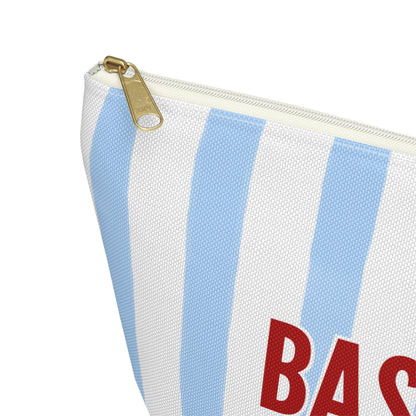 Baseball Moms Club Accessory Bag | Blue Striped Makeup & Travel Bag Available in Small and Large Sizes