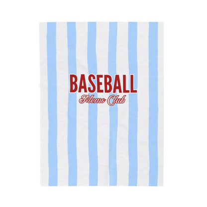 Baseball Moms Club Velveteen Blanket | Vintage Blue Pinstripe Throw