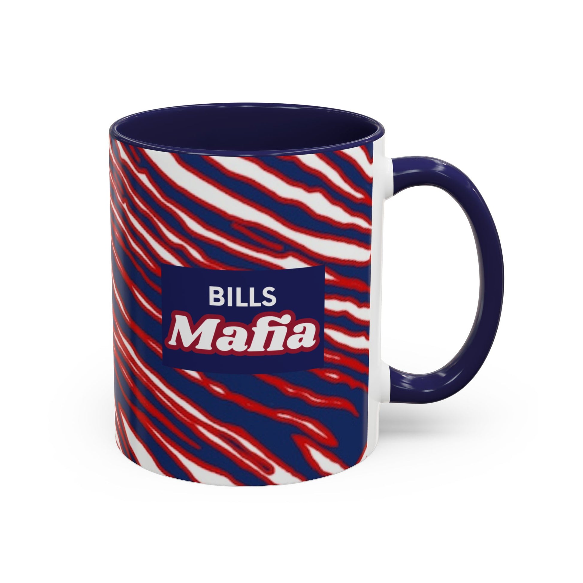 Buffalo Bills Mafia inspired 11oz coffee mug featuring a Buffalo football-themed design, perfect for game day mornings, tailgates, and football fan gifts.