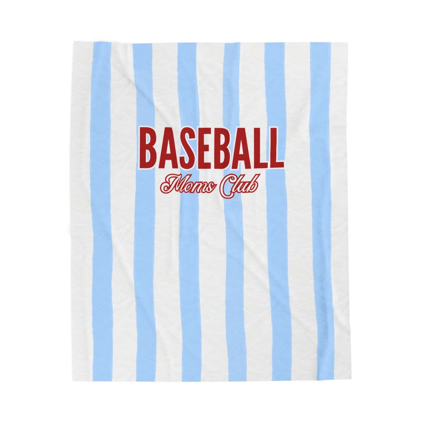 Baseball Moms Club Velveteen Blanket | Vintage Blue Pinstripe Throw