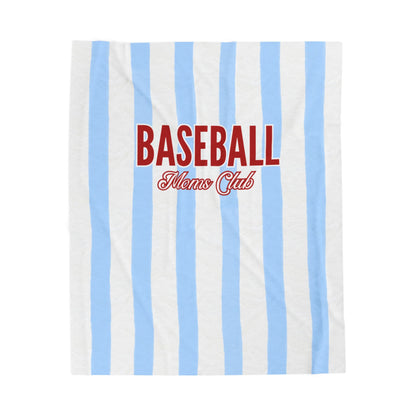 Baseball Moms Club Velveteen Blanket | Vintage Blue Pinstripe Throw