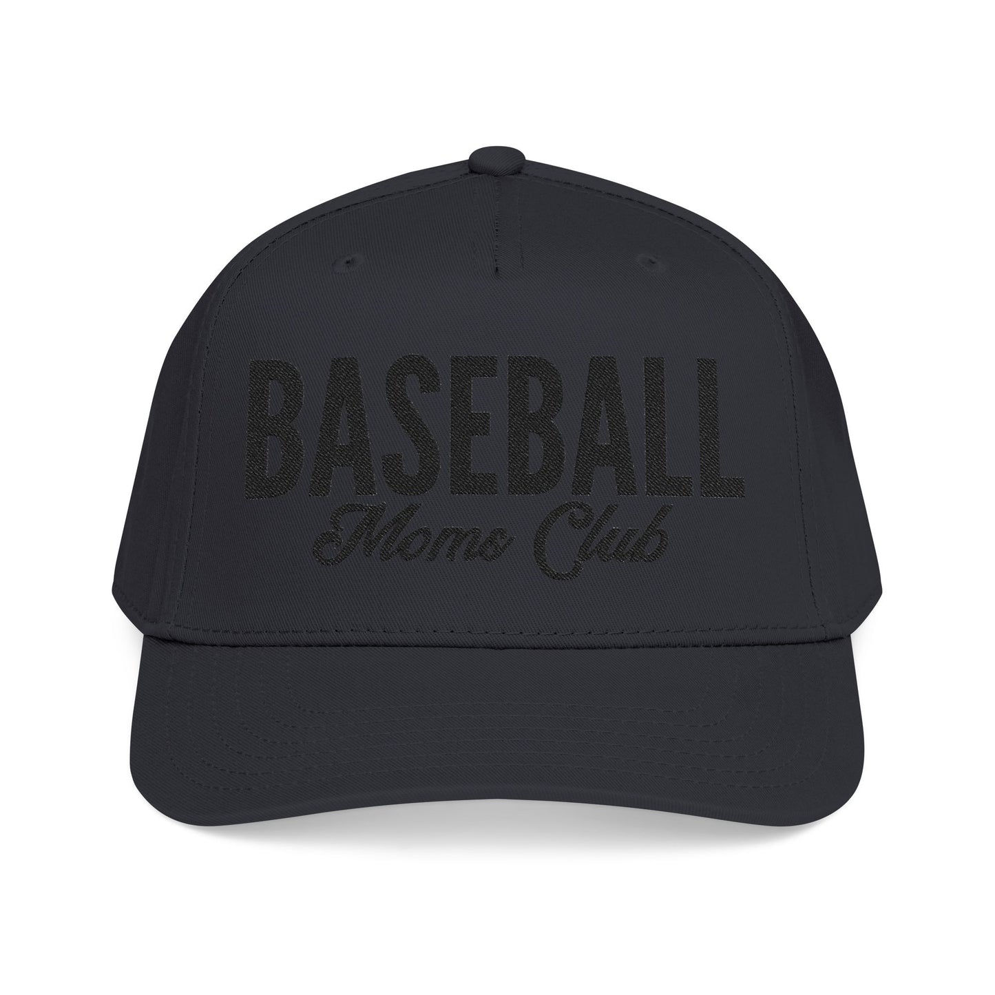 Baseball Moms Club Mid Profile Baseball Hat | Black Embroidered Hat