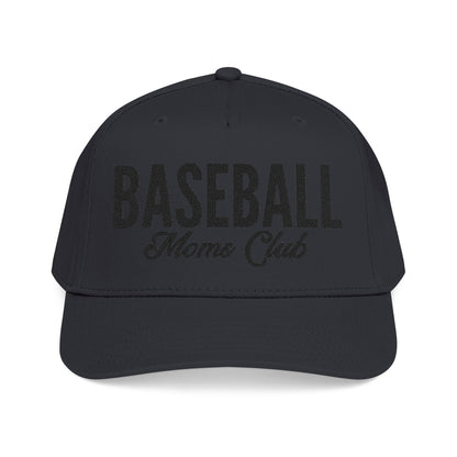 Baseball Moms Club Mid Profile Baseball Hat | Black Embroidered Hat