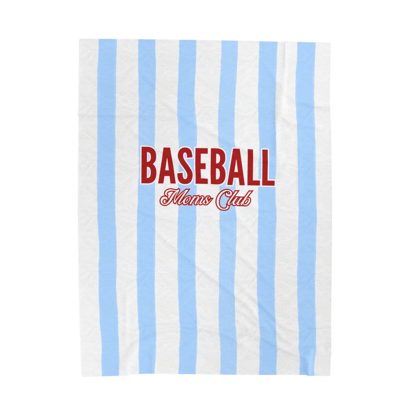 Baseball Moms Club Velveteen Blanket | Vintage Blue Pinstripe Throw