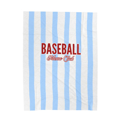 Baseball Moms Club Velveteen Blanket | Vintage Blue Pinstripe Throw