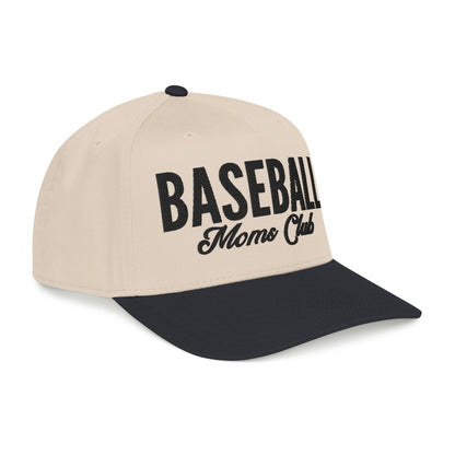 Baseball Moms Club Mid Profile Baseball Hat | Black Embroidered Hat