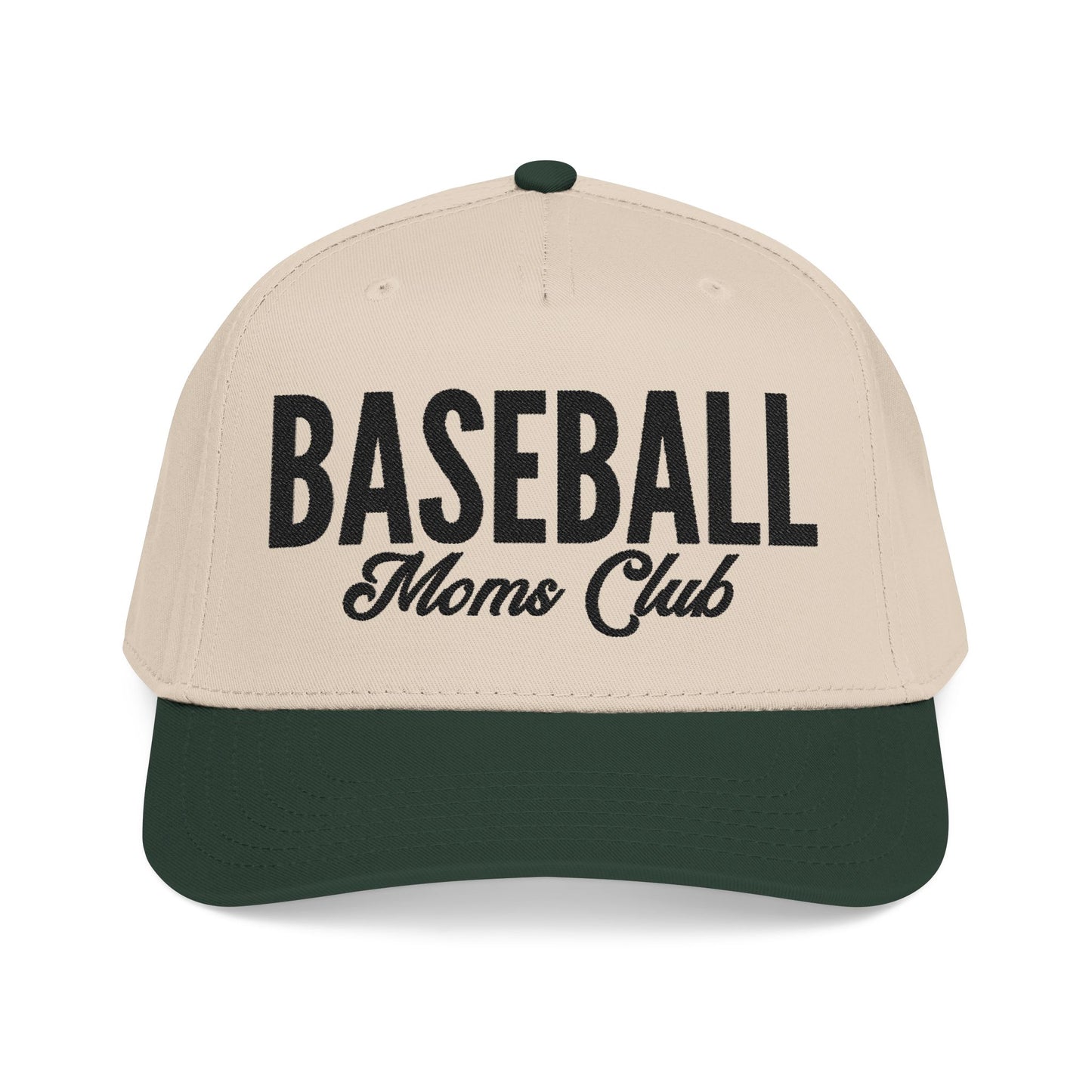 Baseball Moms Club Mid Profile Baseball Hat | Black Embroidered Hat