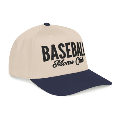 Baseball Moms Club Mid Profile Baseball Hat | Black Embroidered Hat