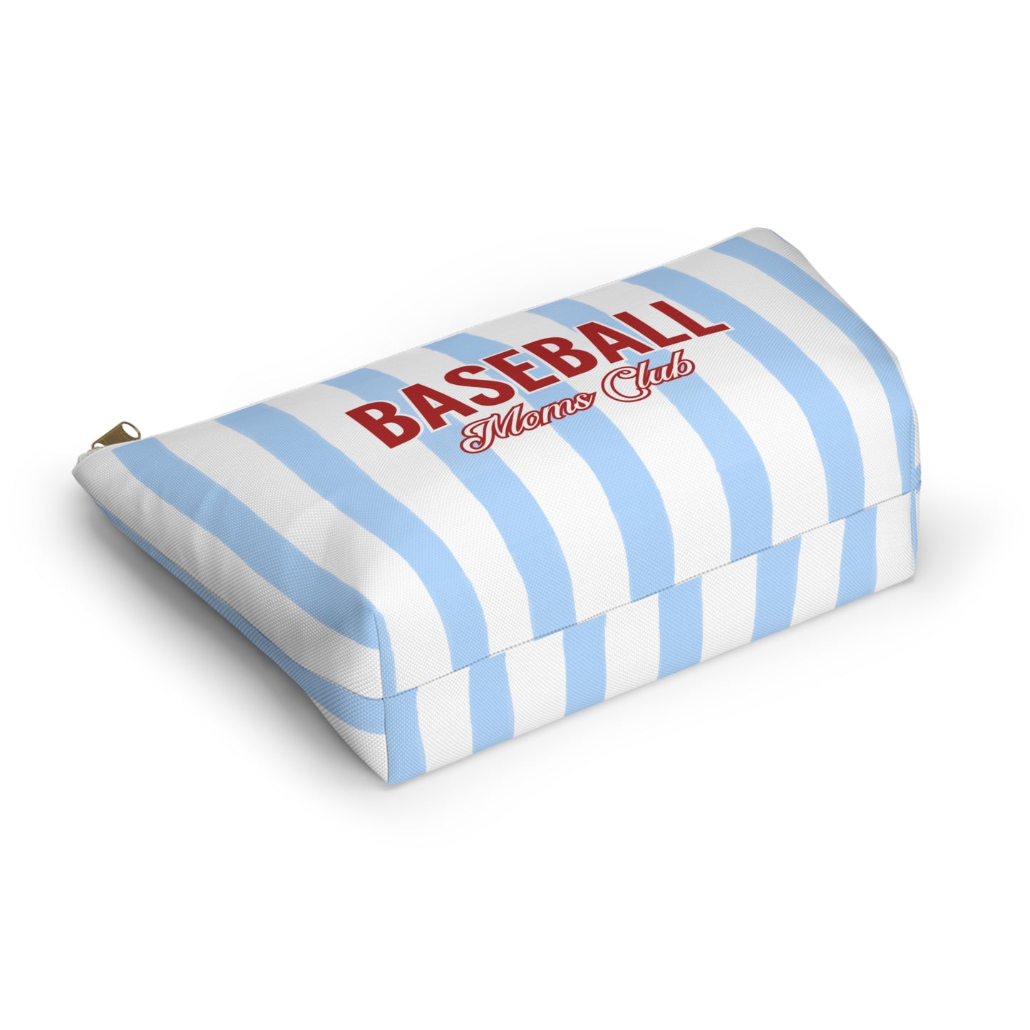 Baseball Moms Club Accessory Bag | Blue Striped Makeup & Travel Bag Available in Small and Large Sizes