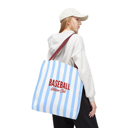 Baseball Moms Club Tote Bag | Blue Pinstripe Baseball Tote | Vintage Game Day Bag | Baseball Mom Gift | Travel Ball Tote | Sports Mom Bag