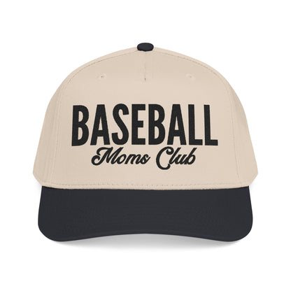 Baseball Moms Club Mid Profile Baseball Hat | Black Embroidered Hat