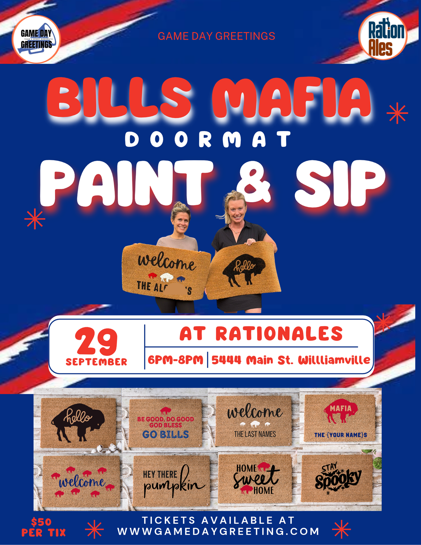 Bills Mafia Doormat Paint & Sip @ RationAles
