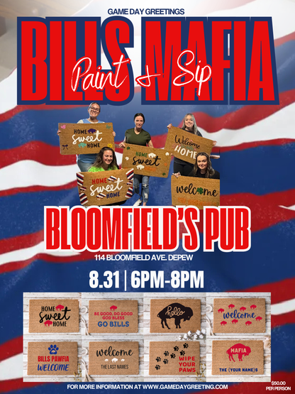 Bills Mafia Doormat Paint & Sip @ Bloomfield's Pub