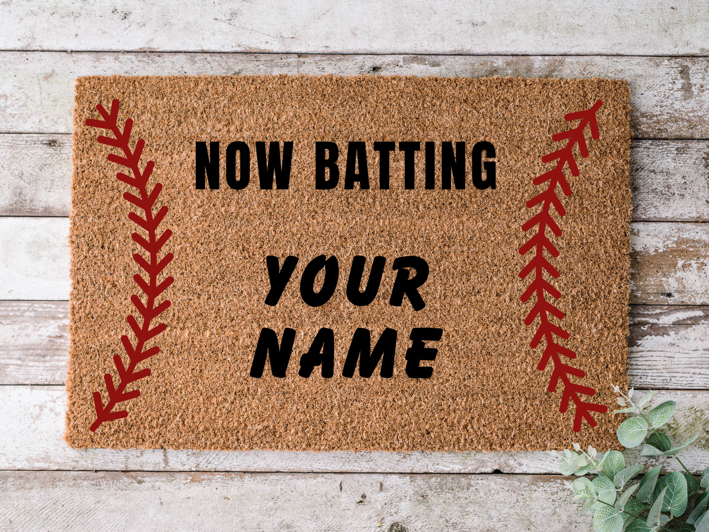 Personalized Baseball Doormat - Now Batting