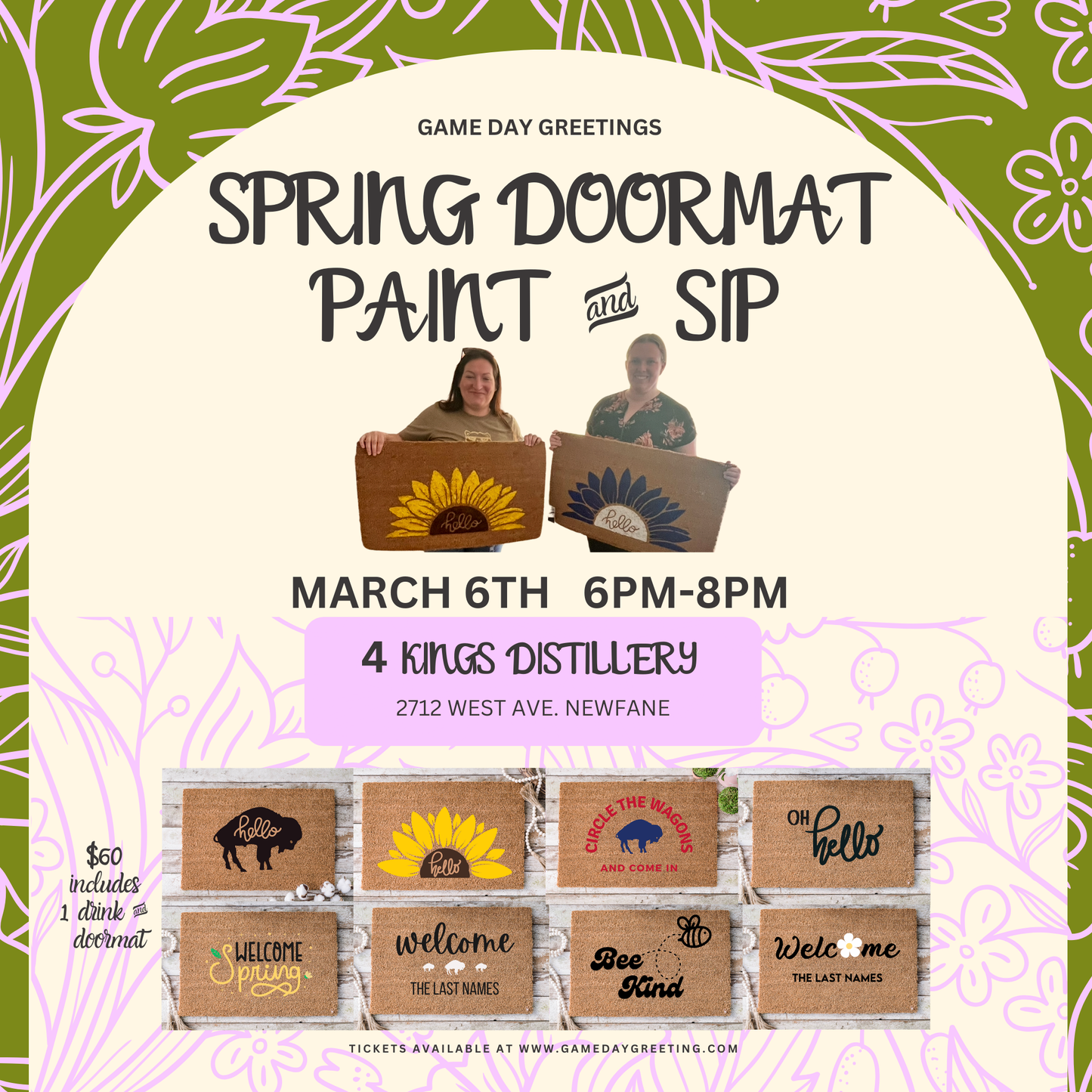 Spring Doormat Paint & Sip @ 4 Kings Distillery