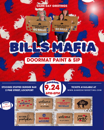 Bills Mafia Doormat Paint & Sip @ Stooges Stuffed Burger Bar