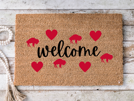 BuffaLove -  Valentine's Day Buffalo Welcome Doormat