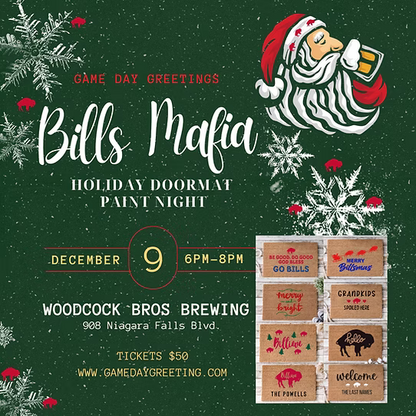 Bills Mafia Holiday Doormat Paint & Sip @ Woodcock Bros Brewing