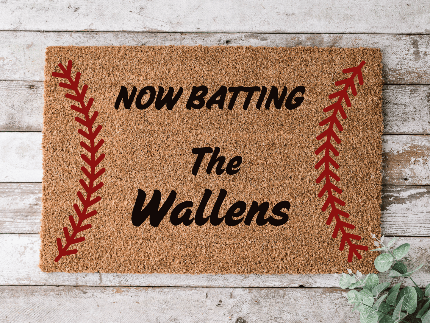 Personalized Baseball Doormat - Now Batting