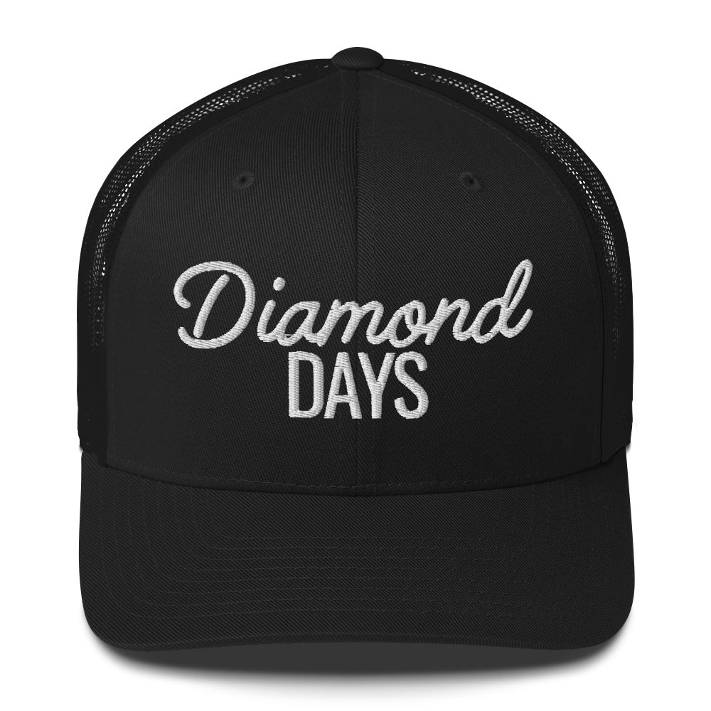 Diamond Days Baseball Mom Hat - Black with White Embroidery