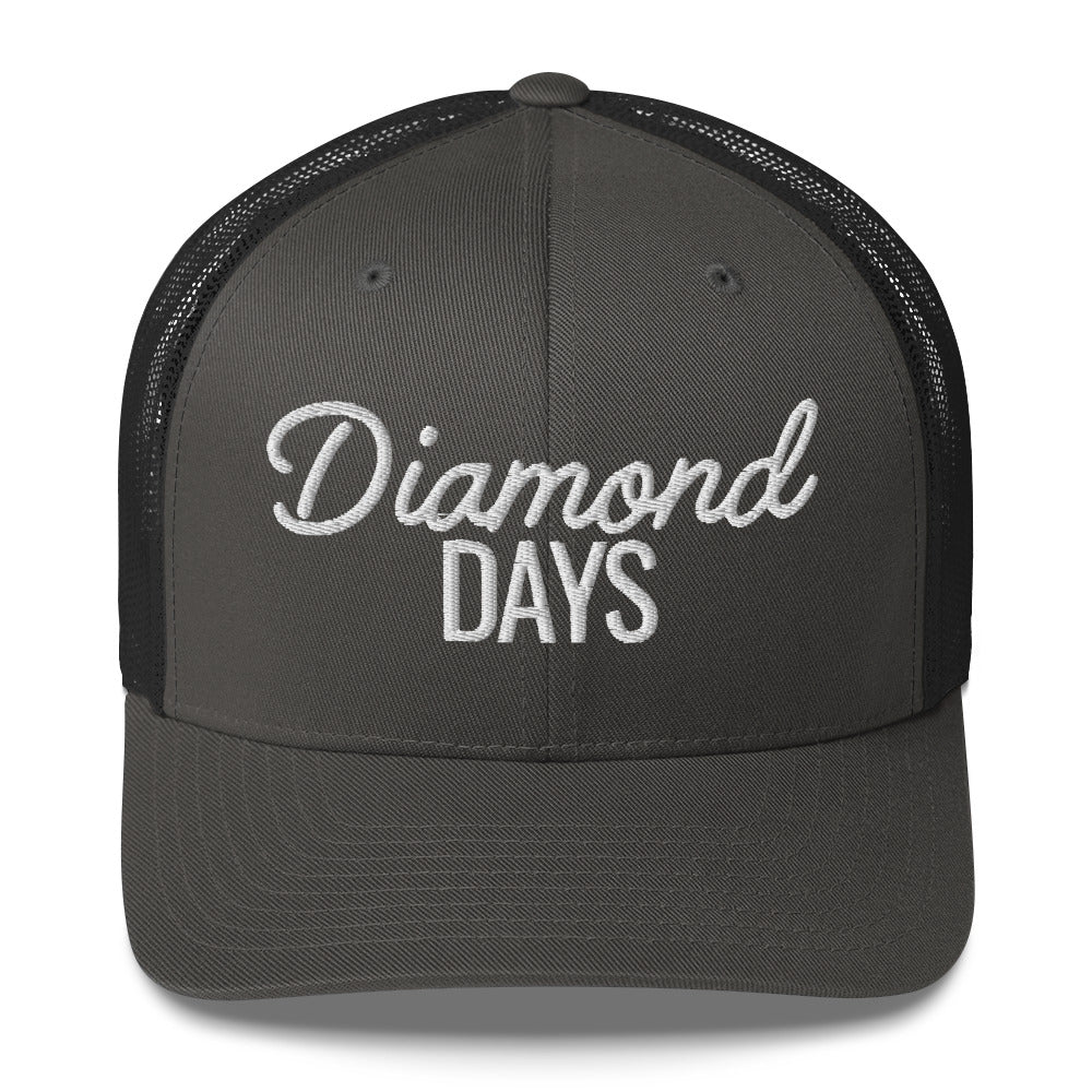 Diamond Days Baseball Mom Hat - gray and black hat with white embroidery