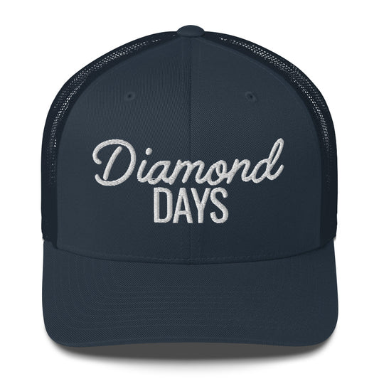 Diamond Days Baseball Mom Hat - Navy with White Embroidery