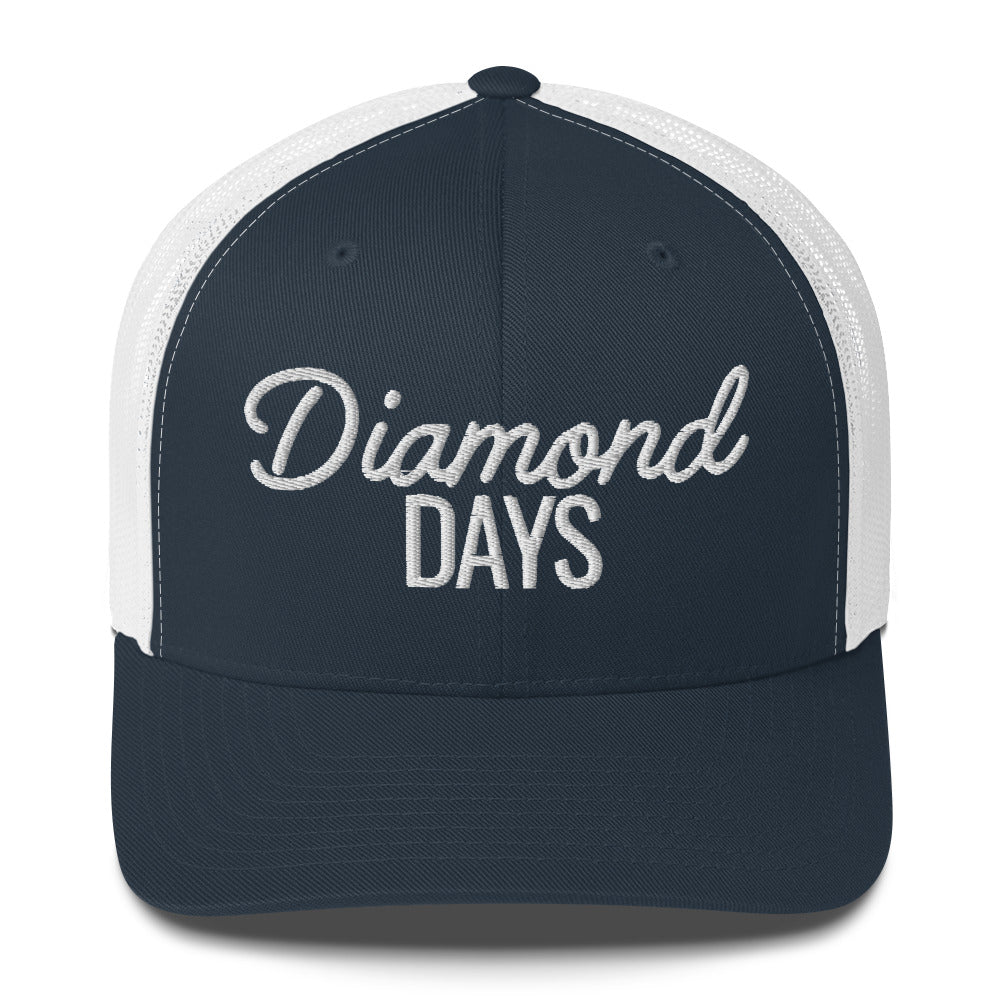 Diamond Days Baseball Mom Hat - navy and white hat with white embroidery